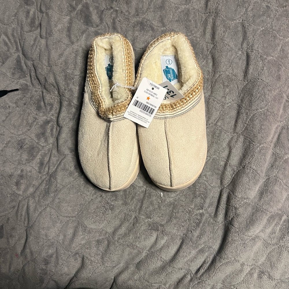 Cozy Cream Slippers with Knit Trim